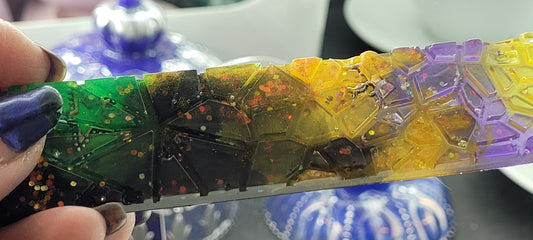 Sunset Gradient Resin Bookmark - Warm Orange, Green, Yellow with a dash of Purple