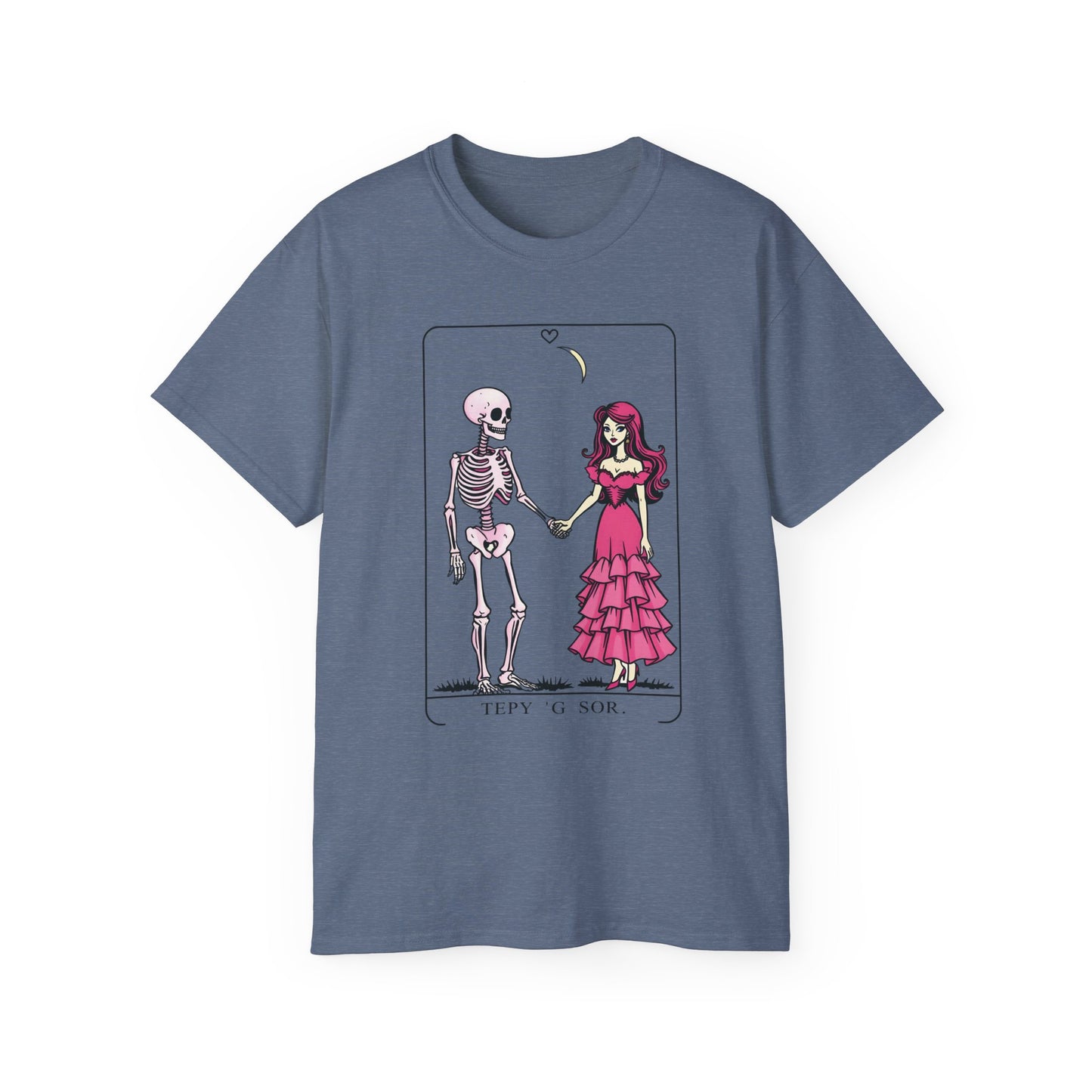 Unisex Ultra Cotton Tee Prom Girl and Skeleton Guy In A Tarot Card