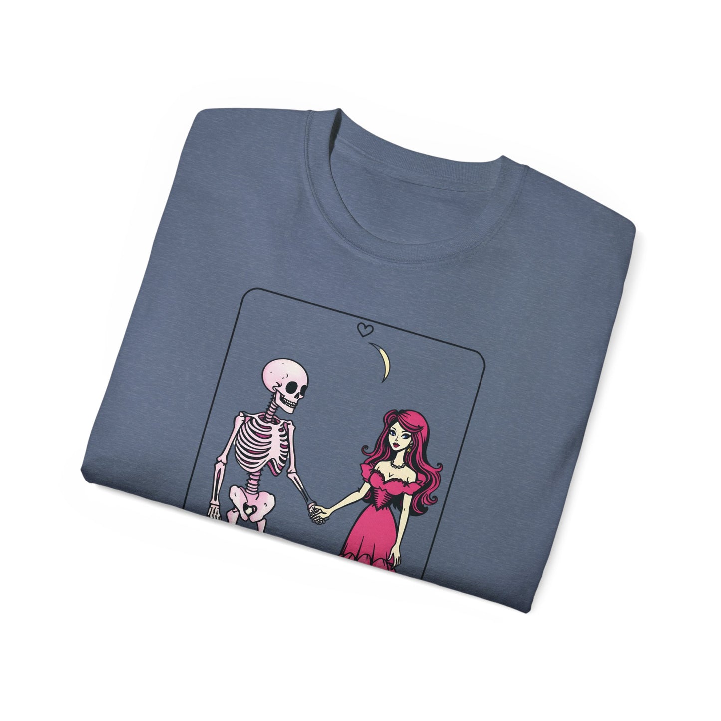 Unisex Ultra Cotton Tee Prom Girl and Skeleton Guy In A Tarot Card