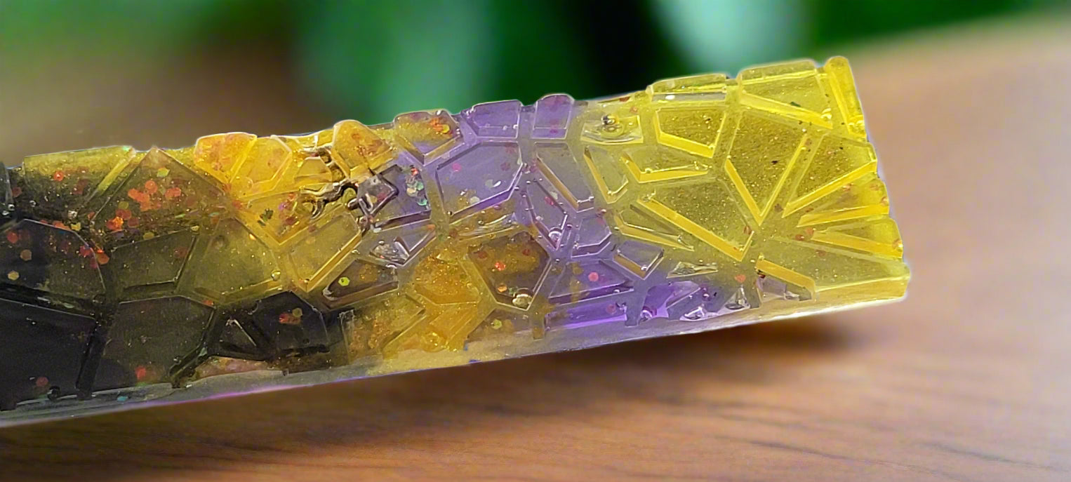 Sunset Gradient Resin Bookmark - Warm Orange, Green, Yellow with a dash of Purple
