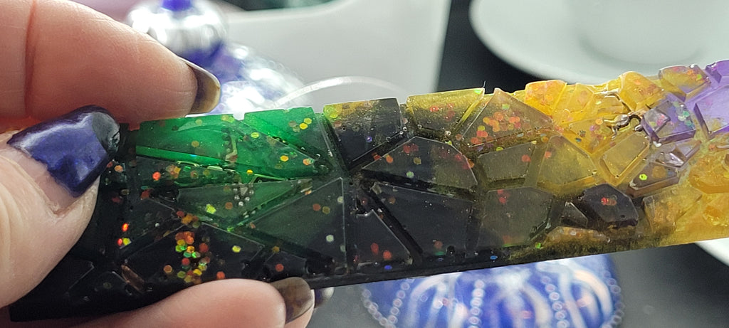 Galaxy Space Resin Bookmark - Cosmic Purple & Gold