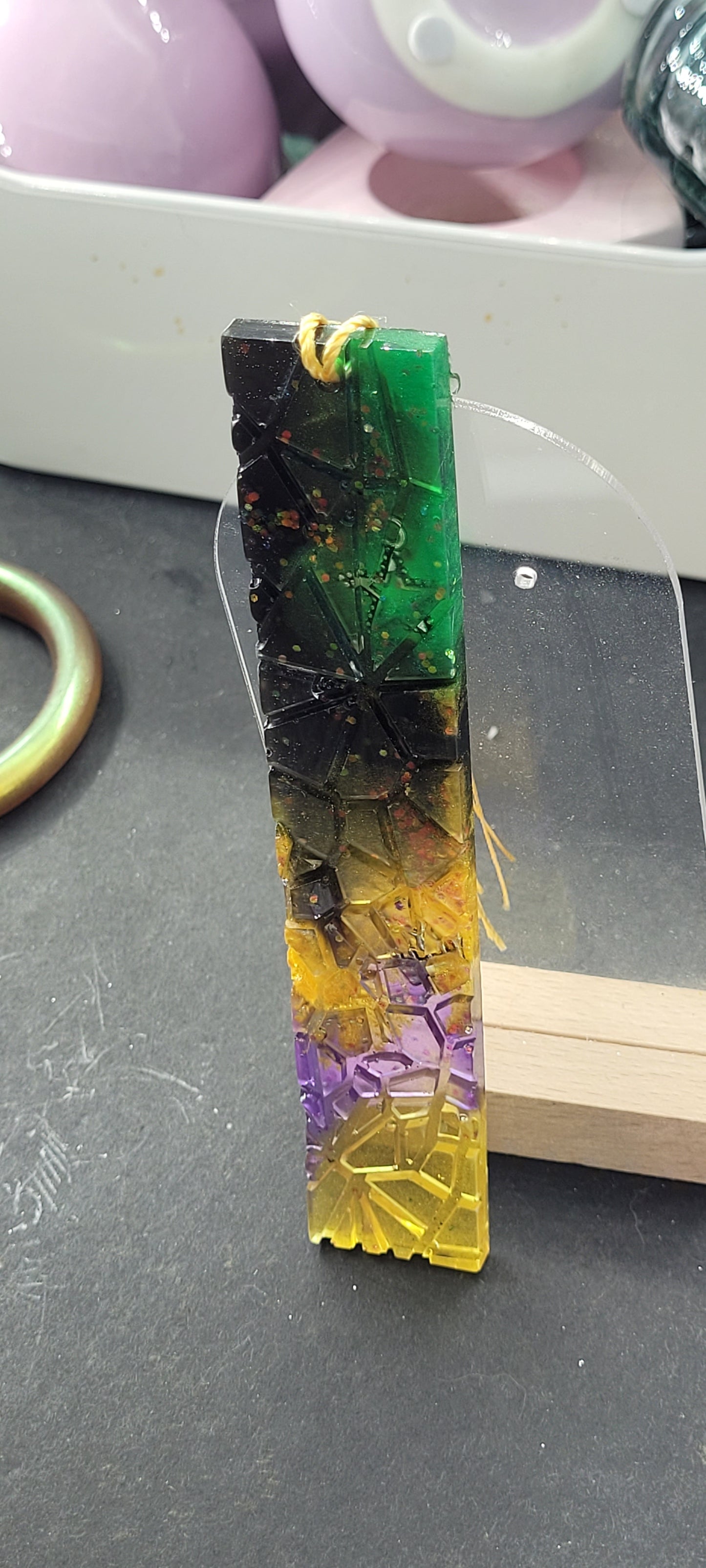 Galaxy Space Resin Bookmark - Cosmic Purple & Gold
