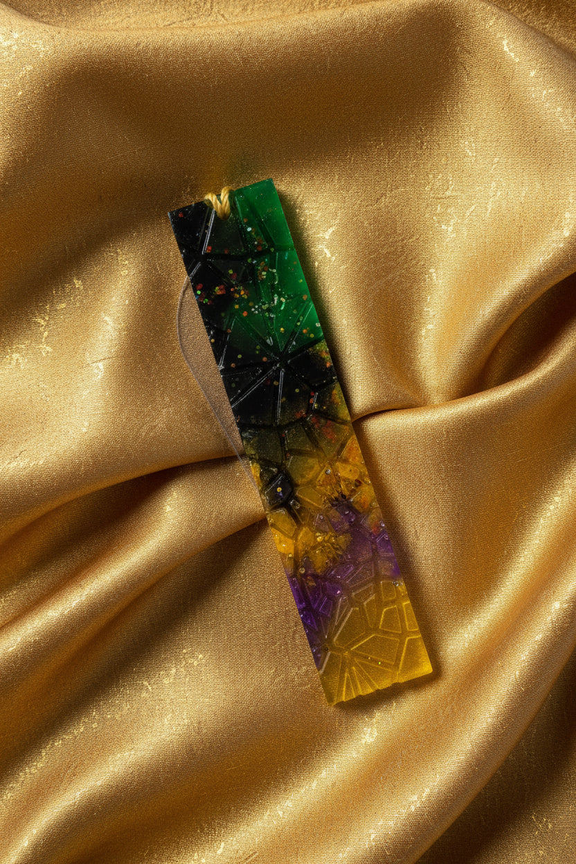 Galaxy Space Resin Bookmark - Cosmic Purple & Gold