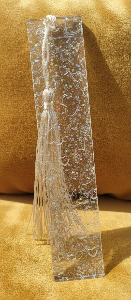 Decorative clear resin bookmark with tassel 