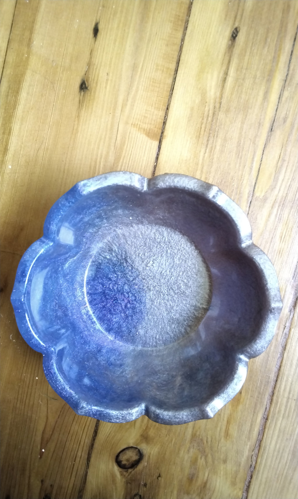Handmade Blue Resin Bowl Trinket Dish, Sparkle Ring Holder, Jewellery Dish, Unique Gift for Her, Small Decorative Bowl