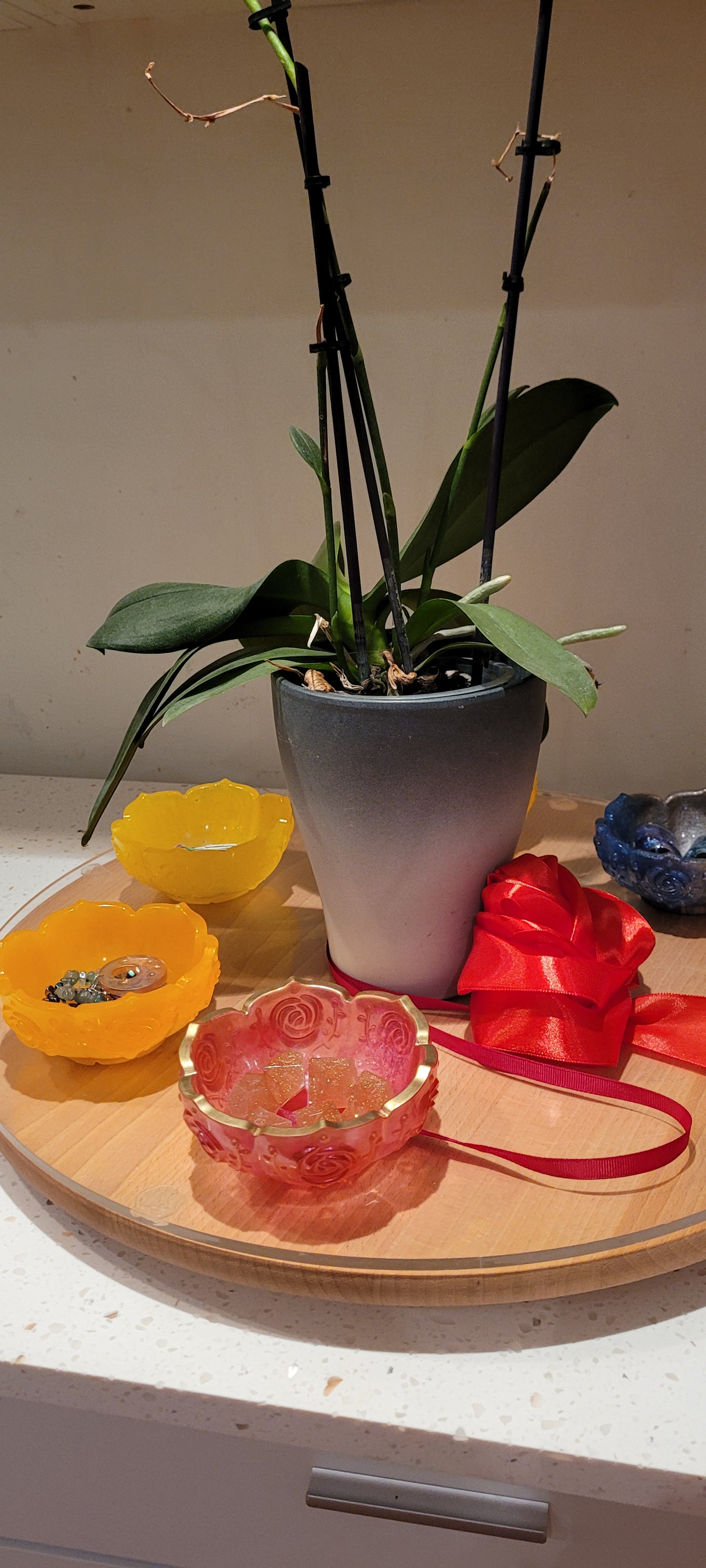 Handmade Tangerine/Orange Resin Bowl Trinket Dish, Sparkle Ring Holder, Jewellery Dish, Unique Gift for Her, Small Decorative Bowl