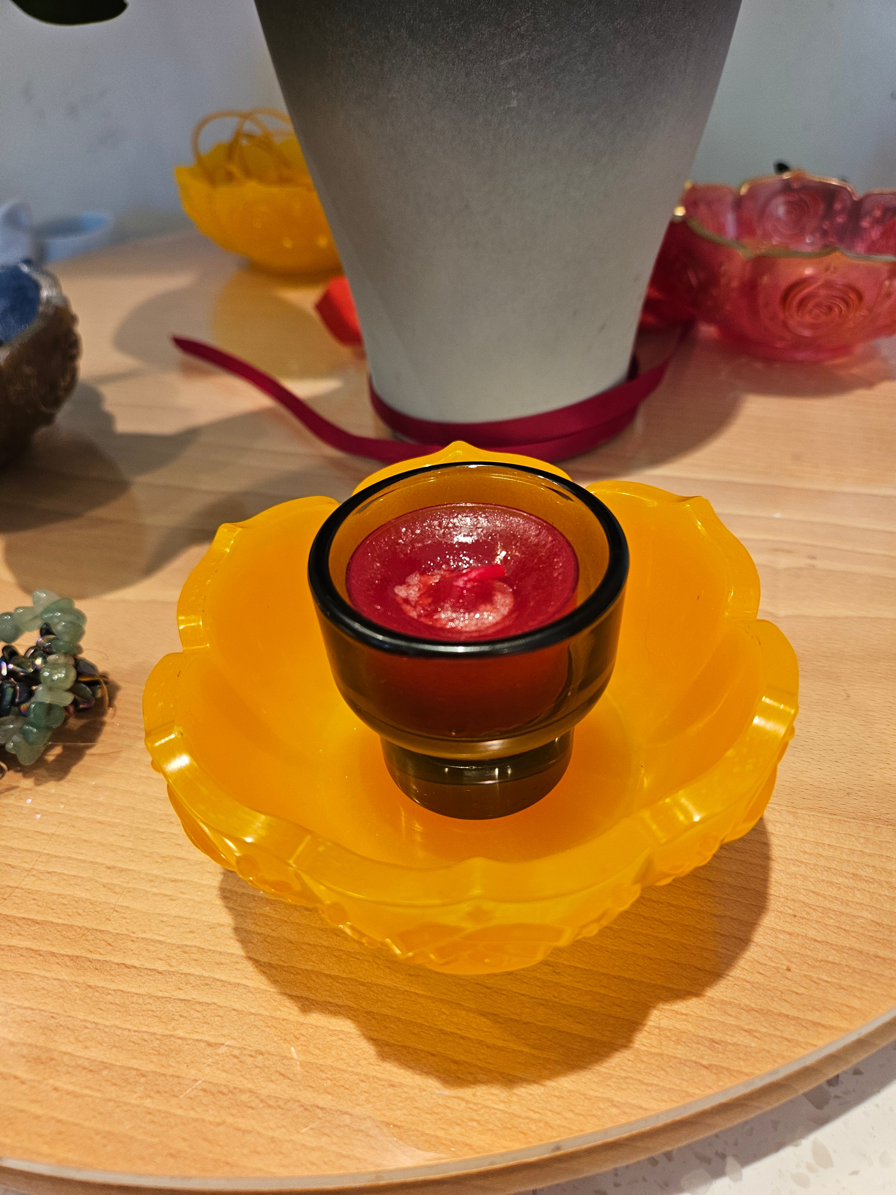 Handmade Tangerine/Orange Resin Bowl Trinket Dish, Sparkle Ring Holder, Jewellery Dish, Unique Gift for Her, Small Decorative Bowl