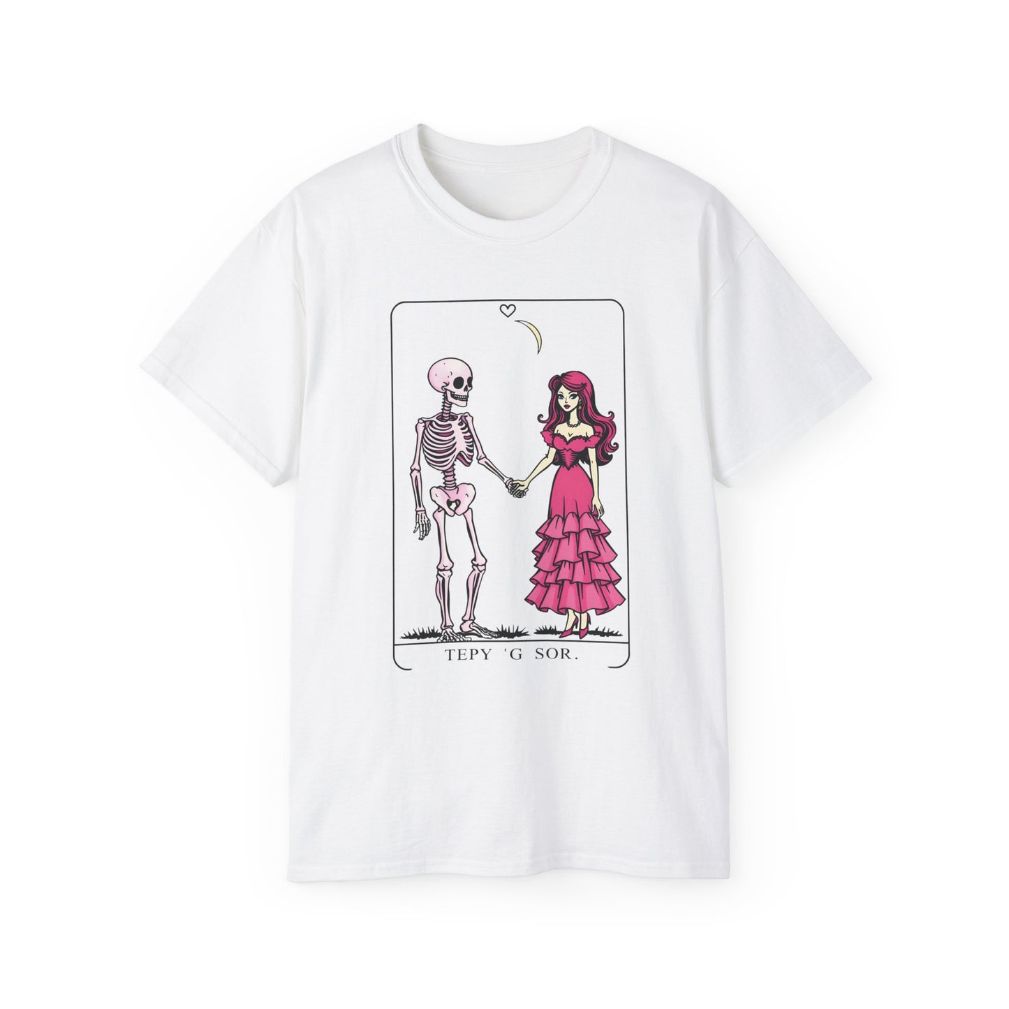 Unisex Ultra Cotton Tee Prom Girl and Skeleton Guy In A Tarot Card